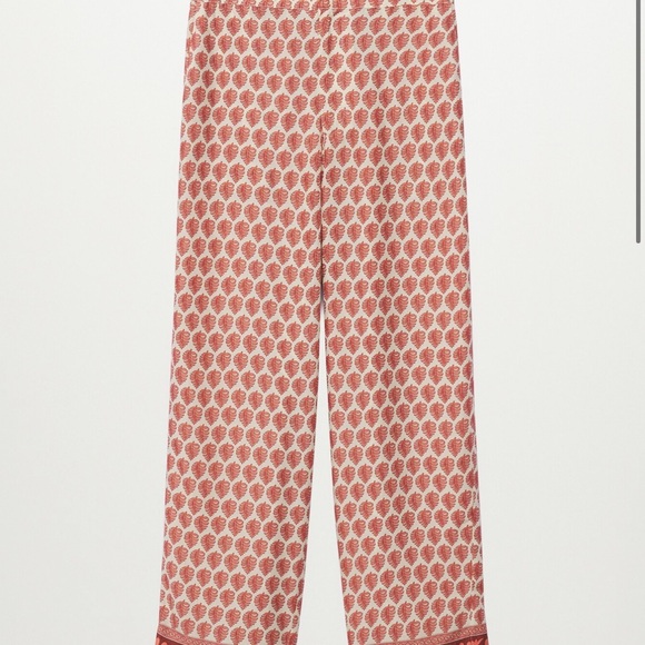 Red Patterned Wide-Leg Pants - Picture 1 of 3